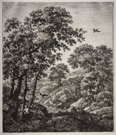 Six Large Upright Landscapes with Scenes from the Old Testament: Elijah Fed by the Ravens by Anthonie Waterloo