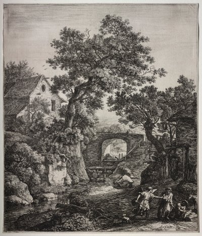 Six Large Upright Landscapes with Scenes from the Old Testament: Zipporah Circumcising Her Son by Anthonie Waterloo