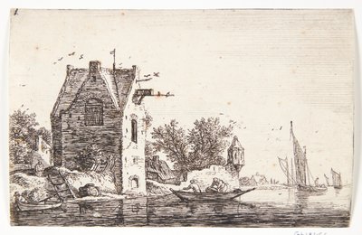 Tower by a River by Anthonie Waterloo