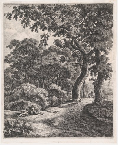 Two Travelers Resting in the Woods by Anthonie Waterloo