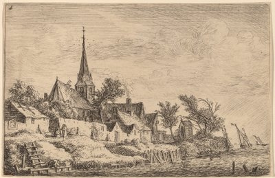 Village Steeple at the Seaside by Anthonie Waterloo