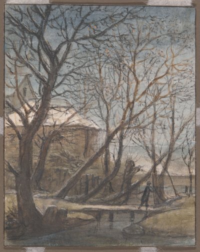 Winter Landscape with a Man Crossing by Anthonie Waterloo