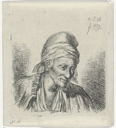 Old Woman Facing Right by Anthonie Willem Hendrik Nolthenius de Man