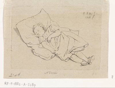Sleeping Child on a Pillow by Anthonie Willem Hendrik Nolthenius de Man