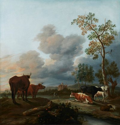 Landscape with Cows by Anthonie van Borssom