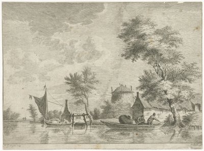 River Landscape with a Haystack by Anthonij van der Haer