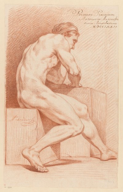 Seated Male Nude, Side View (1st Prize 1772) by Anthony Andriessen