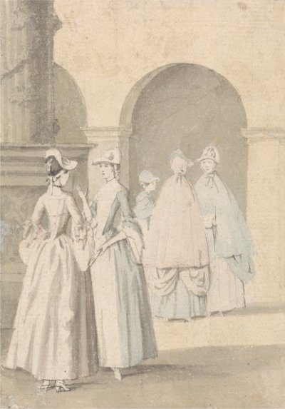Ladies Beside a Column and Arcade by Anthony Highmore