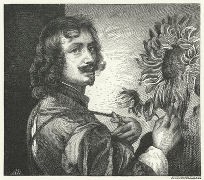 Self-portrait of the Flemish Baroque artist Anthony Van Dyck (engraving) by Anthony van (after) Dyck
