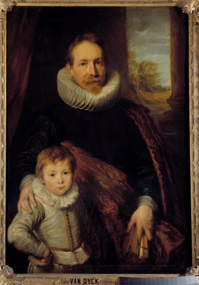 Portrait of a father and his son or 