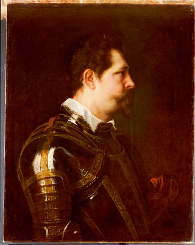 Portrait of a General, Bust Length, in Damascened Armour with White Collar and Red Sash by Anthony van Dyck