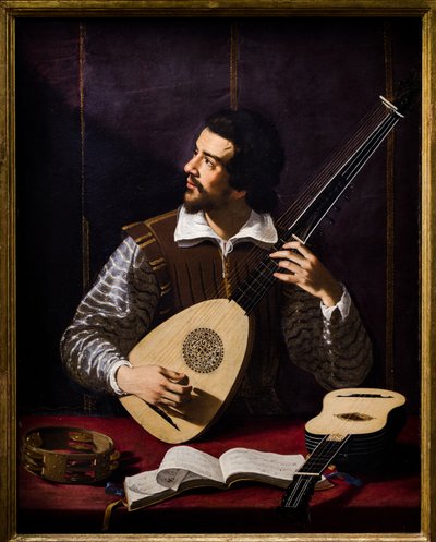 Theorbo Player by Antiveduto Gramatica