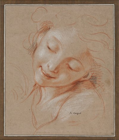Smiling Girl, Head Tilted Towards Left Shoulder by Antoine Coypel