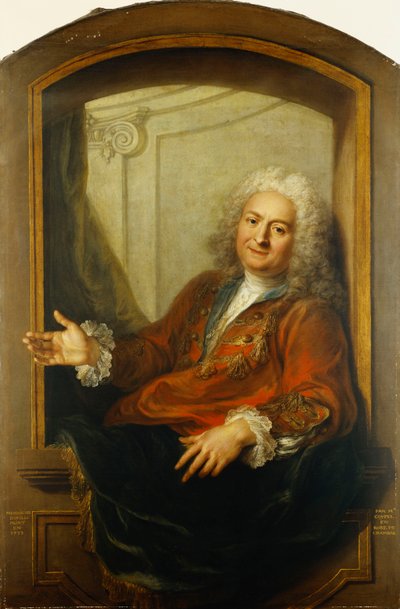 Portrait of Monsieur Dupille, Mid-Body, in a Robe Sitting on the Edge of a Window by Antoine Coypel