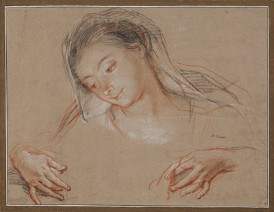 Study for Madonna. Head and Two Hands by Antoine Coypel