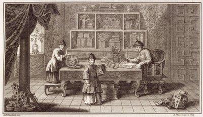A Chinese Calligraphy Shop, from an account of the Dutch Embassy in China, engraved by A. Maisonneuve, c.1670s by Antoine Humblot