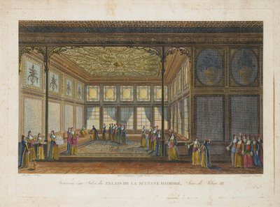 Interior in the Palace of princess Hatice Sultan, half sister of Sultan Selim III by Antoine Ignace Melling