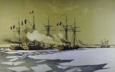Icebreaking in the Dnieper Liman for the passage of Floating batteries, 1855-1856 by Antoine Leon Morel Fatio