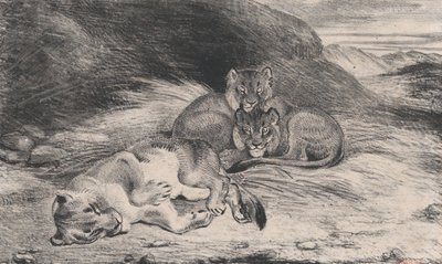 Lioness and Cubs, possibly 1832 by Antoine Louis Barye