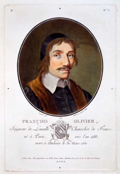 Francois Olivier Seigneur de Leuville, from Portraits of Great Men, Illustrious Women, and Memorable Subjects of France, published by Pierre Blin, 1786-92, Paris by Antoine Louis Francois Sergent Marceau