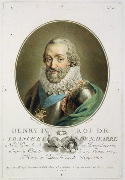 Portrait of Henri IV, King of France and Navarre (1553-1610) Engraved by Ride by Antoine Louis Francois Sergent Marceau