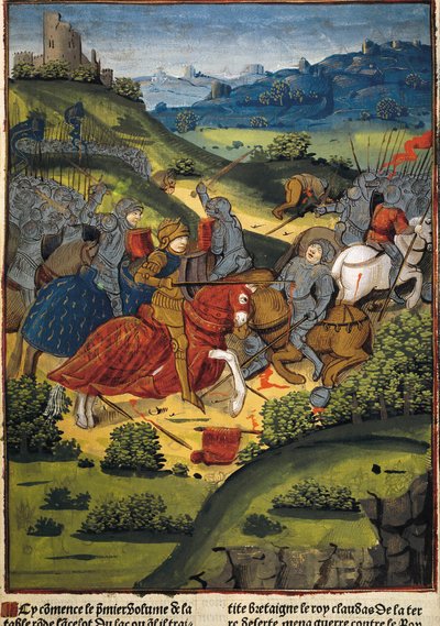 Lancelot in a battle. Illustration of 