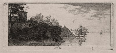 Cottage on a Rocky Promontory along a River by Antoine de Marcenay de Ghuy