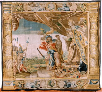 Theseus Presents the Head of the Minotaur to the King and Queen of Crete (Series Story of Theseus) by Antoine or Anthonis Sallaert