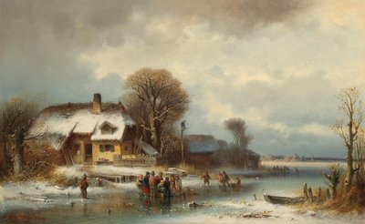 Winter Landscape with Ice Skaters by Anton Doll