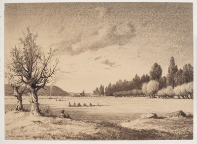 Open Landscape with a Wood in the Distance. Burgundy by Anton Melbye