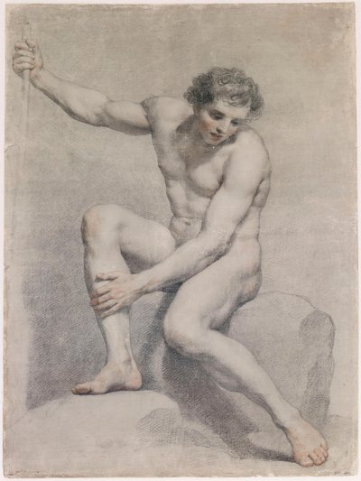 A Seated Male Nude by Anton Raphael Mengs