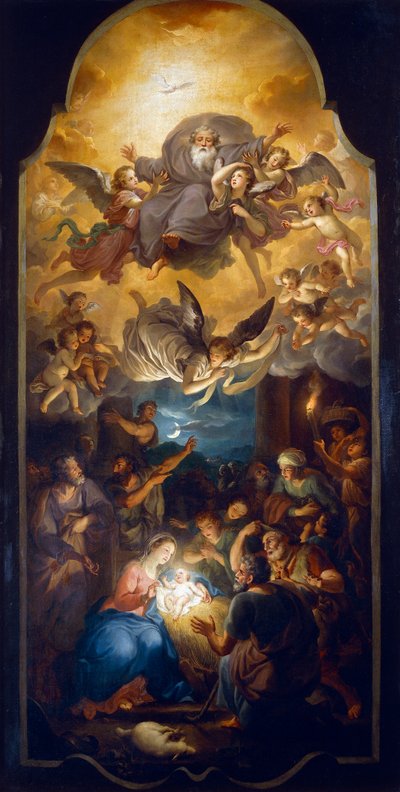 Adoration of the Shepherds with the Father God in a Glory of Angels by Anton Raphael Mengs