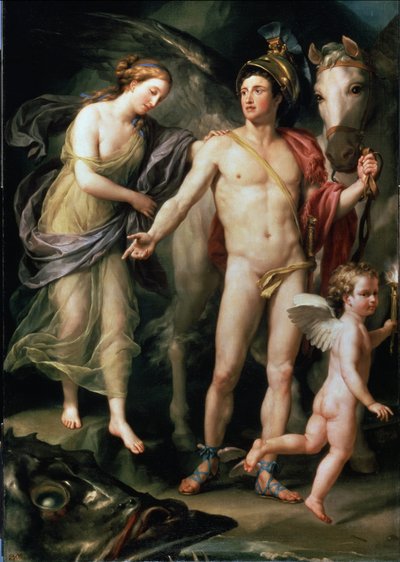 Andromeda and Perseus holding his Pegasus mount by Anton Raphael Mengs
