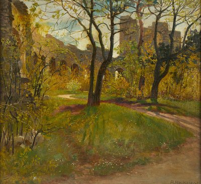 Courtyard of a Castle Ruin by Anton Reckziegel