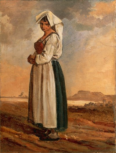 Peasant Woman with Southern Lazio Region Costume by Anton Sminck Pitloo