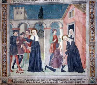Life of St. Francesca Romana: The Saint Heals a Wounded Man by Antoniazzo Romano