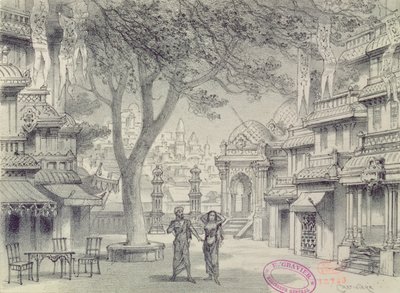 Set Design for Act II of the Opera Lakme by Antonin Marie Chatiniere