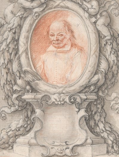 Oval Portrait of a Man in an Elaborate Frame with a Cartouche by Antonino Grano