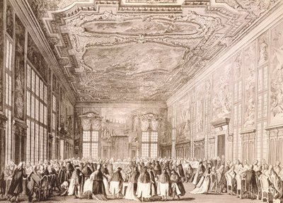 Ducal party, banquet given by the Doge of Venice in honor of representatives of foreign delegations by Antonio (after) Canaletto