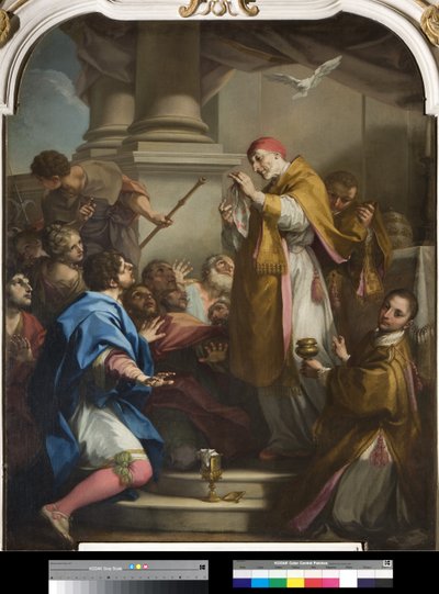 Saint Gregory showing the corporal stained with blood by Antonio Balestra