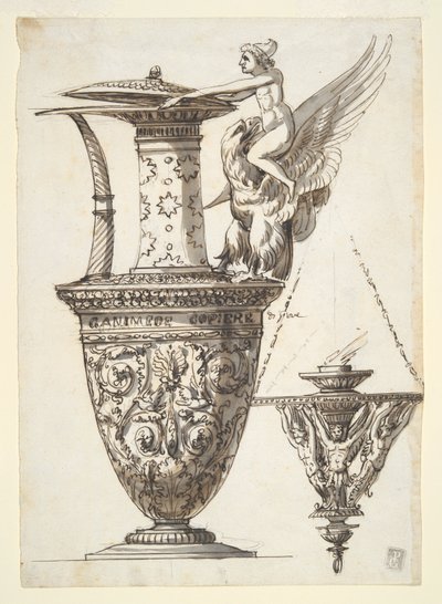 Design for an Elaborate Pitcher and Chandelier by Antonio Basoli