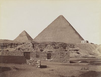 Pyramids at Giza, view from northeast of the pyramids of Chephren and Cheops by Antonio Beato