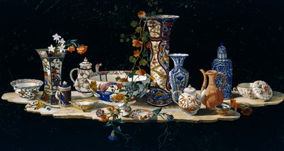 Table Top with Porcelain Vases by Antonio Cioci or Ciocchi