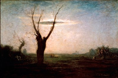 April Landscape of Late Winter with a Tree Still Without Leaves by Antonio Fontanesi