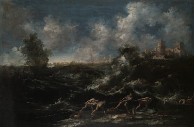 Seascape with Fisherman Pulling Out Nets by Antonio Francesco Peruzzini
