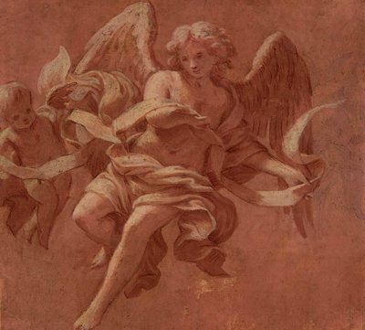 Putto and Angel Holding a Banderole by Antonio Franchi