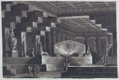 Stage Design, Interior of Egyptian Temple by Antonio Giuseppe Basoli