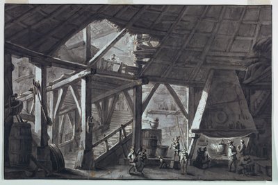 Stage Design, Ruined Farm Building Interior by Antonio Giuseppe Basoli