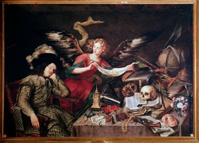 An Angel Shows the Dream of a Sleeping Knight by Antonio Pereda y Salgado