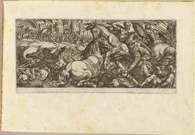 Battle Scene with Two Horses Attacking Each Other by Antonio Tempesta